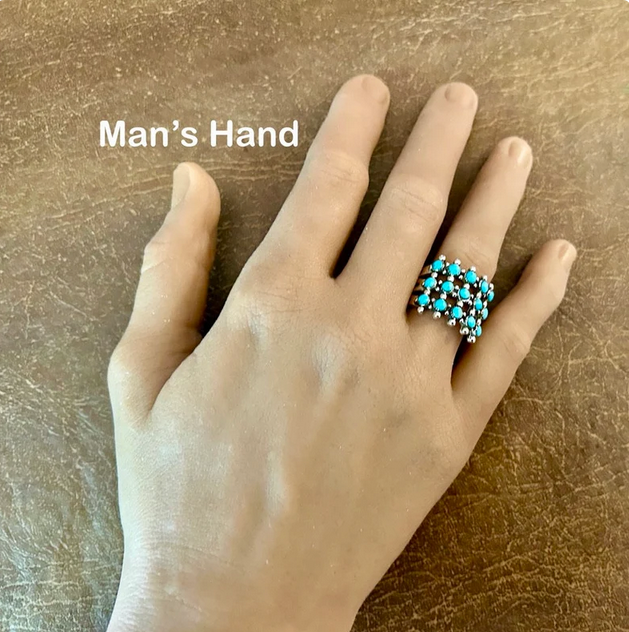 Genuine Turquoise Ring Genuine Turquoise 925 Silver Cluster Ring Southwestern Western Jewelry