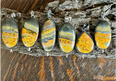Bumble Bee Jasper Pendants Sterling Silver Chain Included