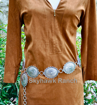 Western Silver Concho Link Belt  S/M and L/XL