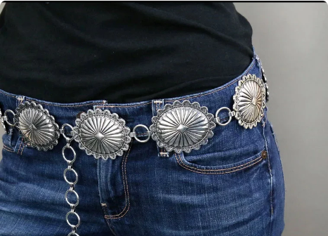 Western Silver Concho Link Belt  S/M and L/XL
