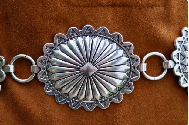 Western Silver Concho Link Belt  S/M and L/XL