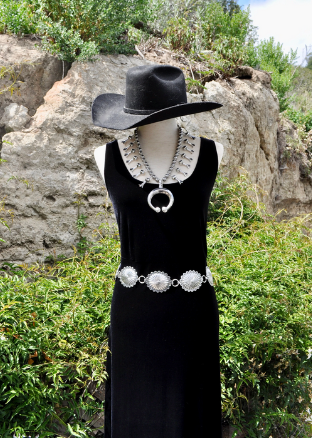 Western Silver Concho Link Belt  S/M and L/XL