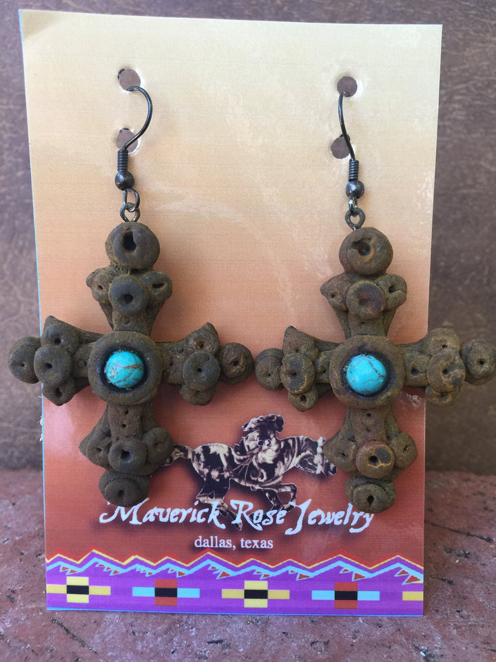 Turquoise Cross Earrings: Rustic Southwestern Statement Jewelry