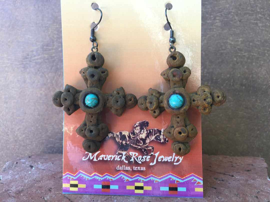 Turquoise Cross Earrings: Rustic Southwestern Statement Jewelry