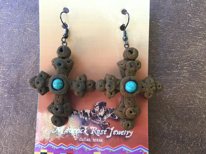 Turquoise Cross Earrings: Rustic Southwestern Statement Jewelry
