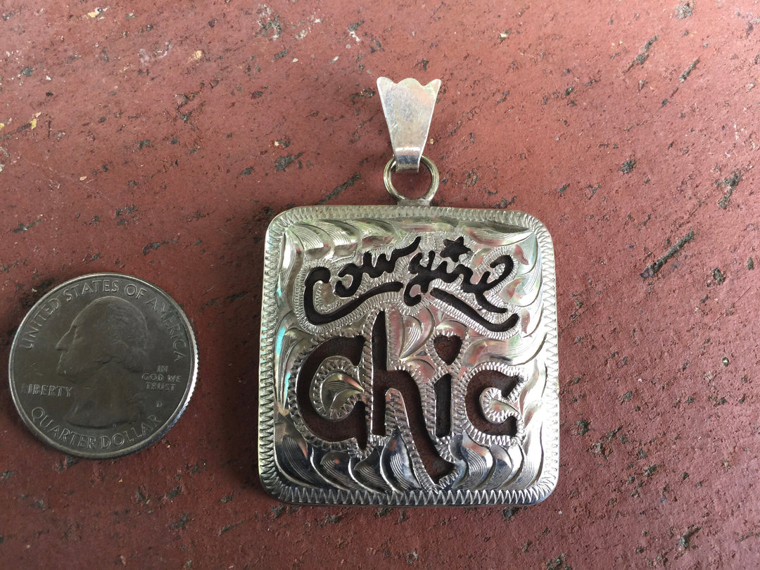 Western Cowgirl Chic Silver Pendant/Necklace Western Jewelry