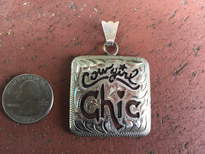 Western Cowgirl Chic Silver Pendant/Necklace Western Jewelry