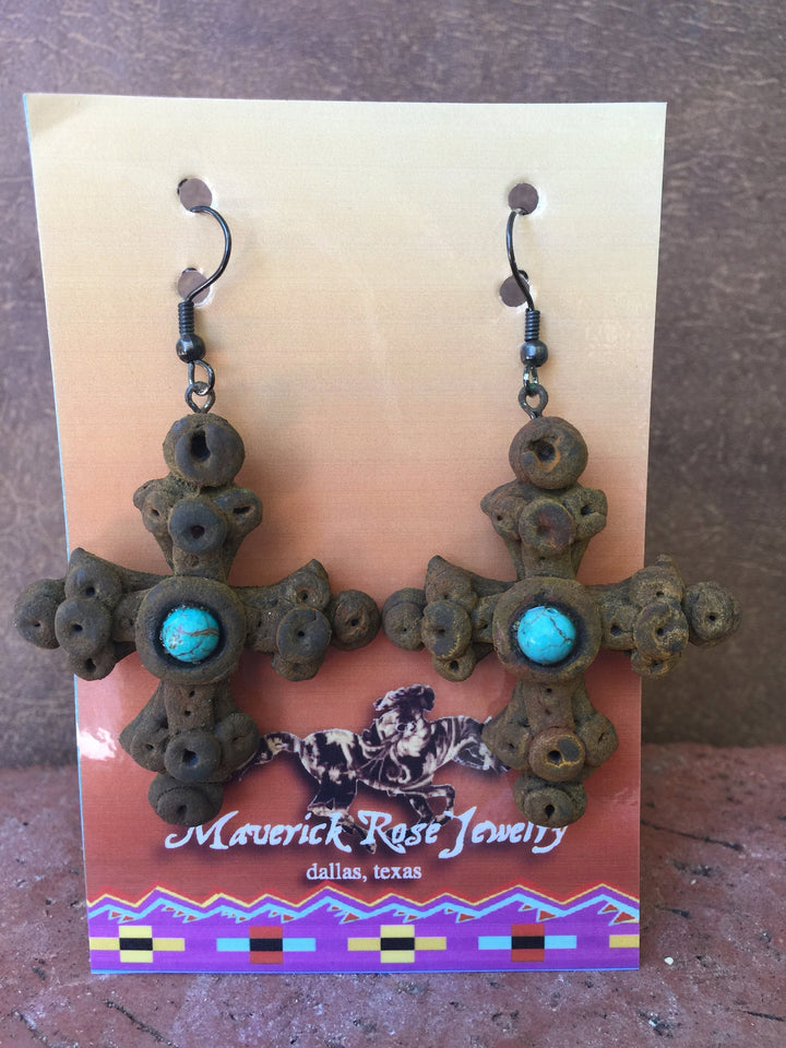 Turquoise Cross Earrings: Rustic Southwestern Statement Jewelry