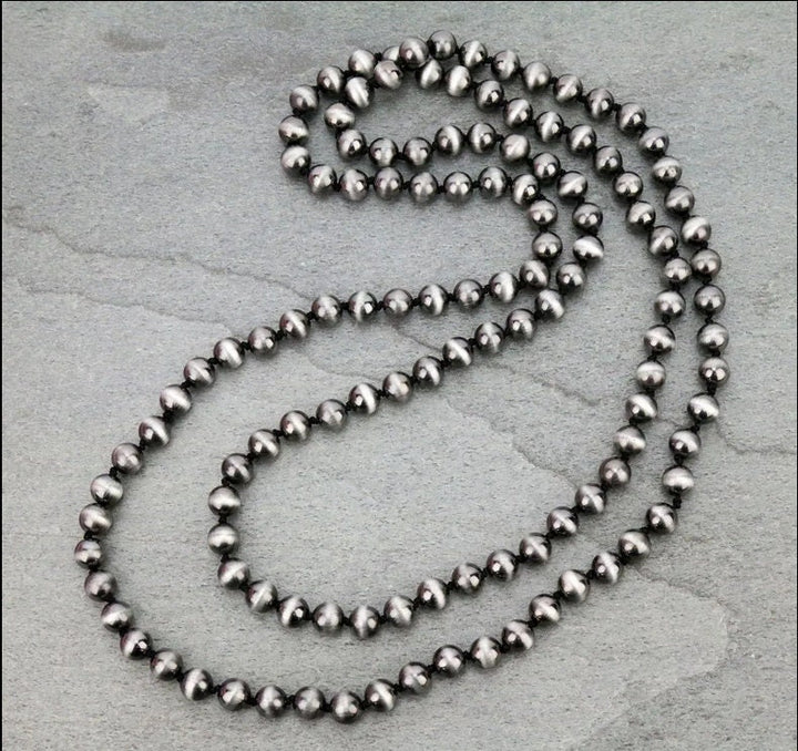 Hand knotted Western Pearl Necklace - Lightweight Southwestern Style 58"
