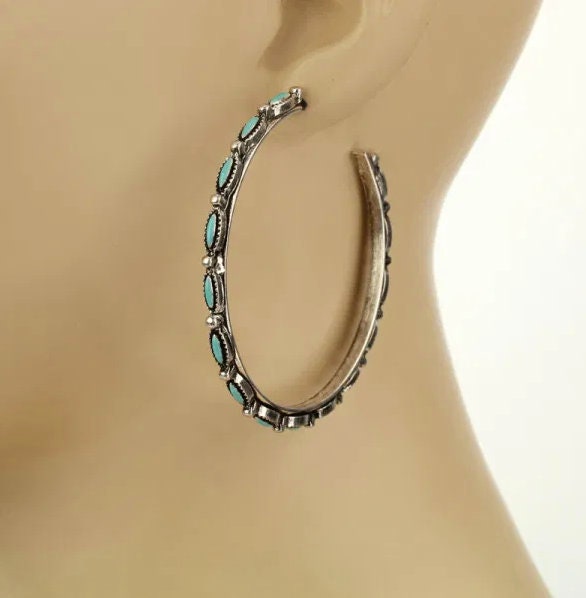 Turquoise Hoop Earrings - Turquoise Earrings