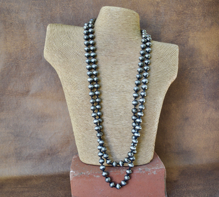 Hand knotted Western Pearl Necklace - Lightweight Southwestern Style 58"