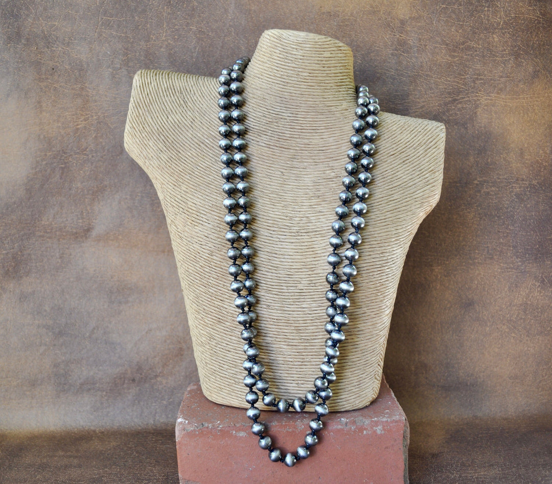 Hand knotted Western Pearl Necklace - Lightweight Southwestern Style 58"