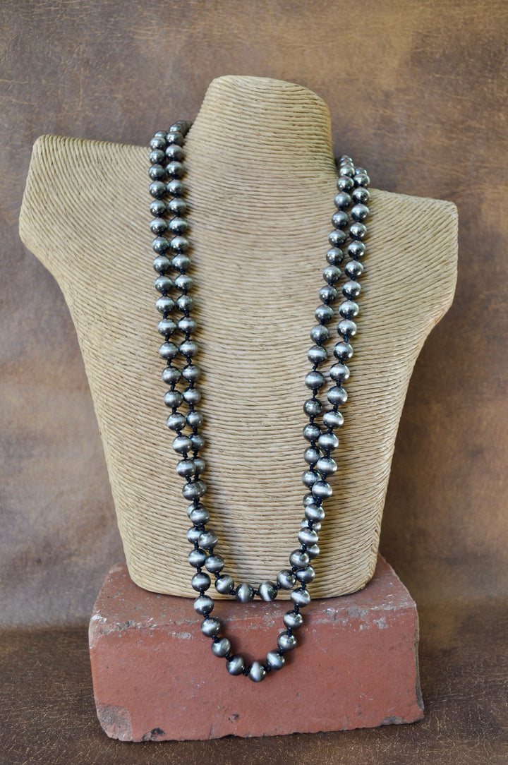 Hand knotted Western Pearl Necklace - Lightweight Southwestern Style 58"