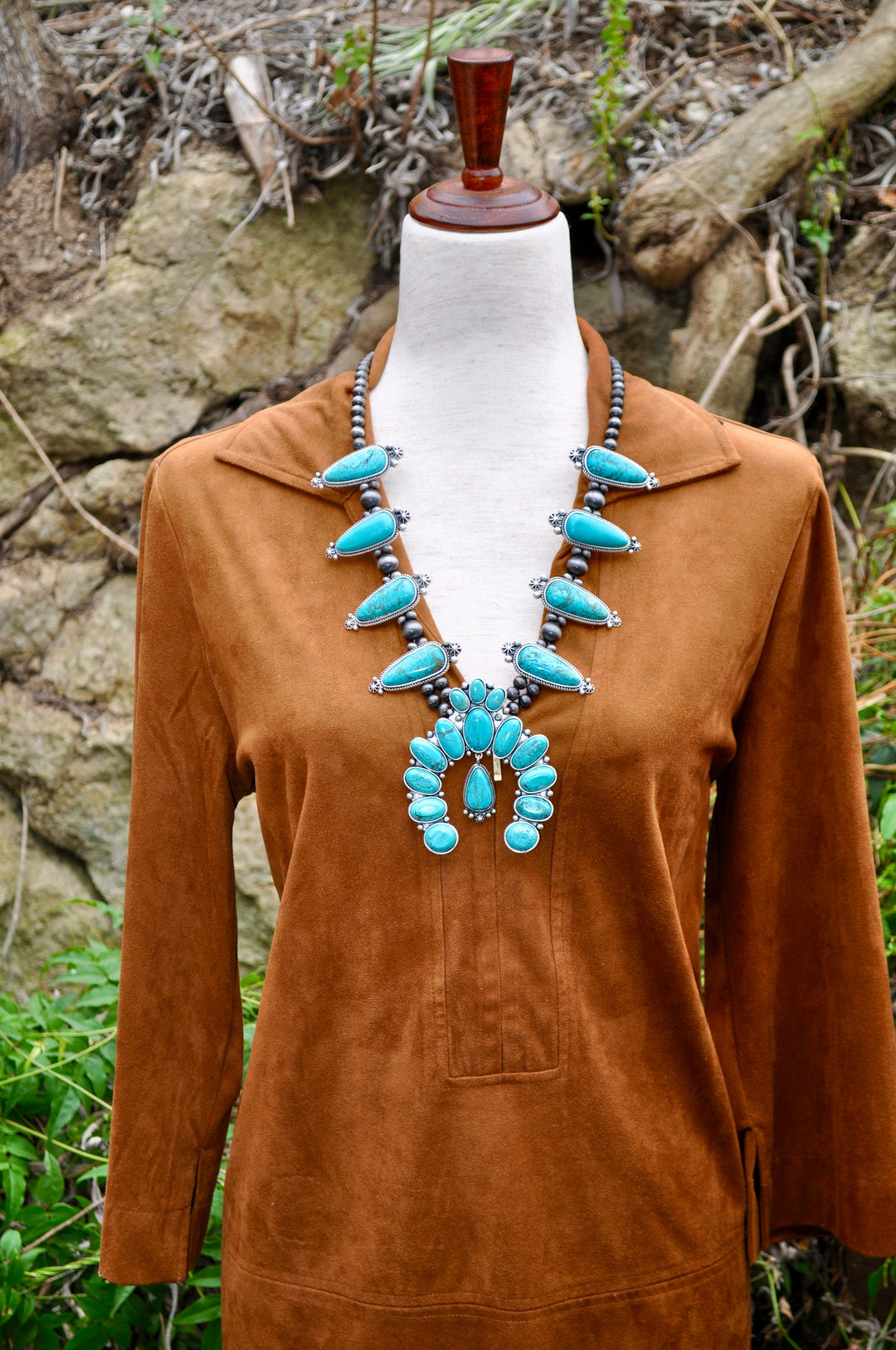 Squash Blossom Turquoise Necklace