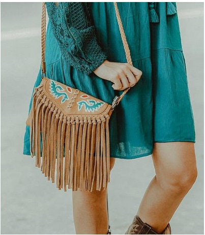 Genuine Leather Fringe Crossbody Bag: Western Cowgirl Style