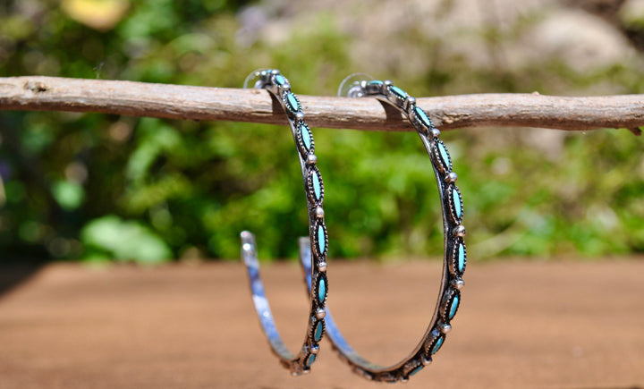 Turquoise Hoop Earrings - Turquoise Earrings
