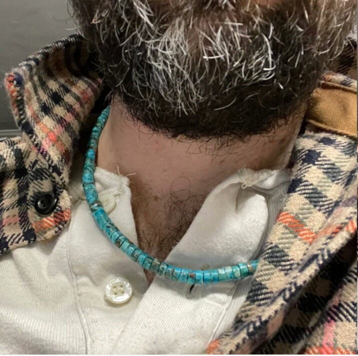 Genuine Turquoise Beaded Necklace: Boho Beach Surfer Style