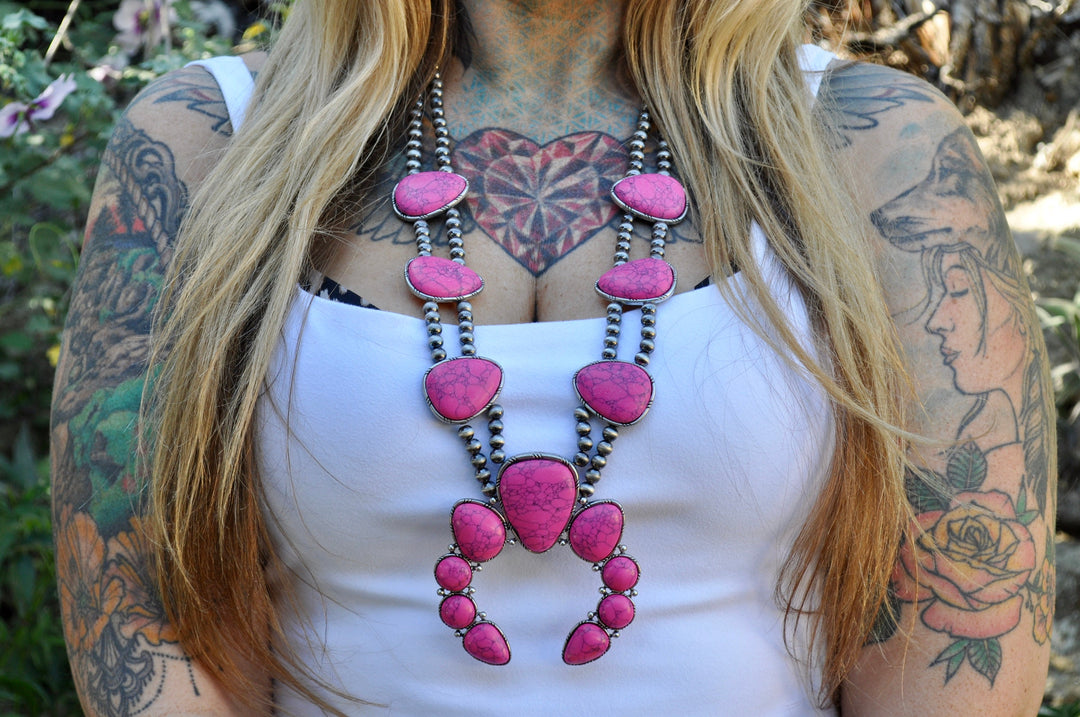 Pink Squash Blossom Necklace