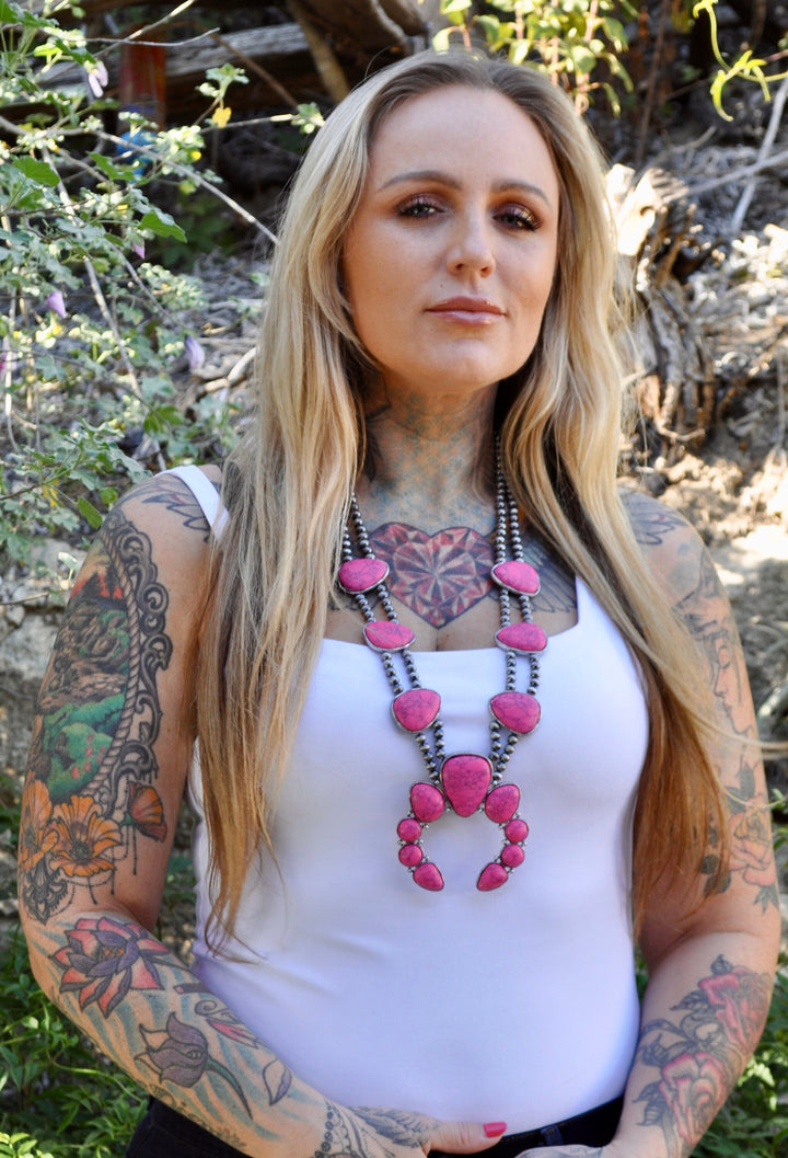 Pink Squash Blossom Necklace