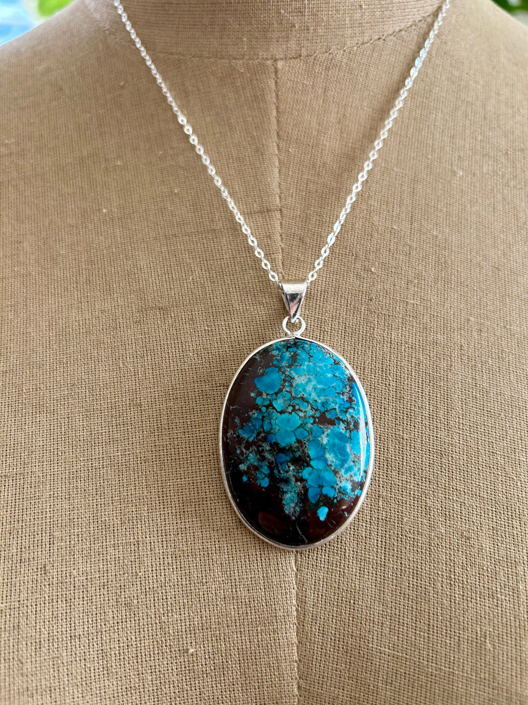 Turquoise Necklace Pendant 925 Sterling Silver