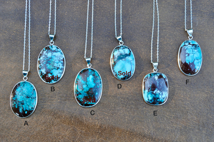 Turquoise Necklace Pendant 925 Sterling Silver