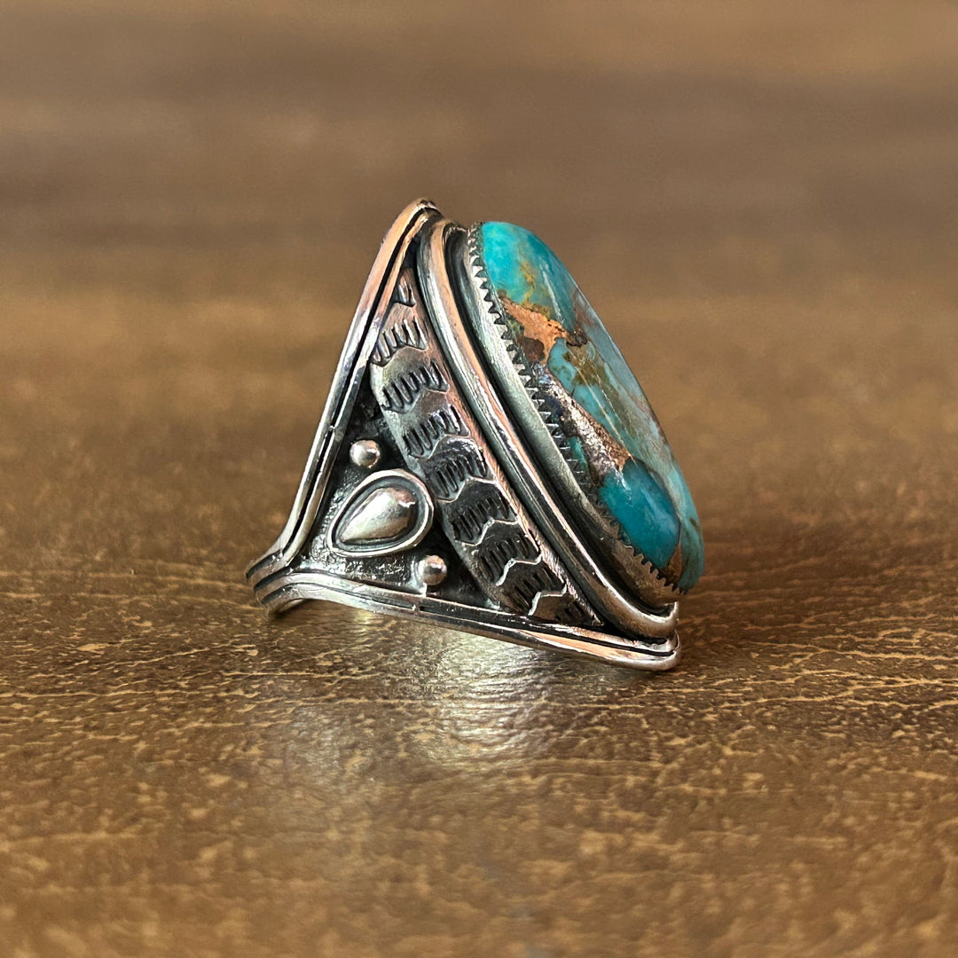 Turquoise Copper Matrix Ring: Sterling Silver,  Southwestern Men's Ring
