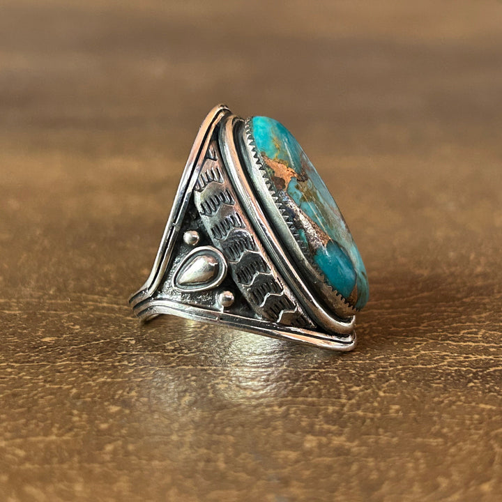 Turquoise Copper Matrix Ring: Sterling Silver,  Southwestern Men's Ring