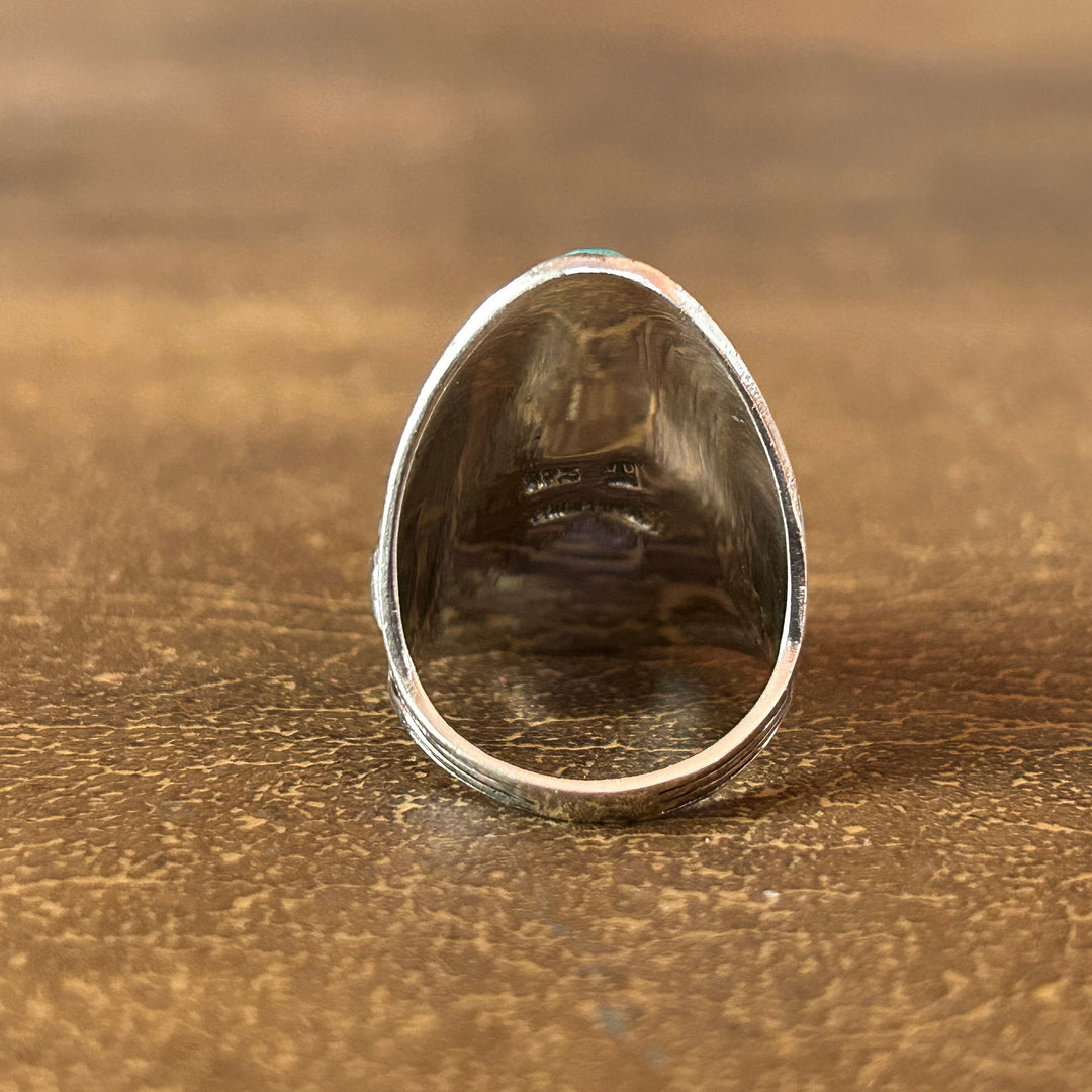 Turquoise Copper Matrix Ring: Sterling Silver,  Southwestern Men's Ring
