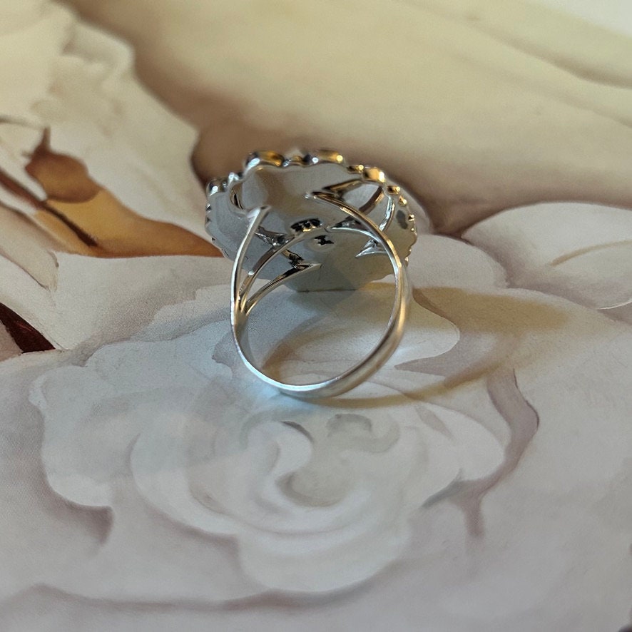 Turquoise Copper Sterling Silver Cluster Ring Western Southwestern Jewelry