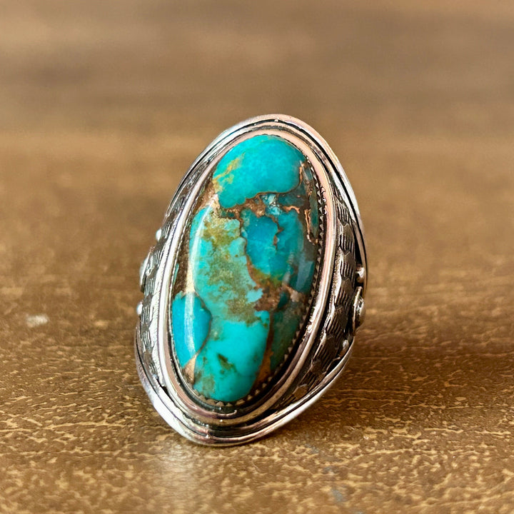Turquoise Copper Matrix Ring: Sterling Silver,  Southwestern Men's Ring