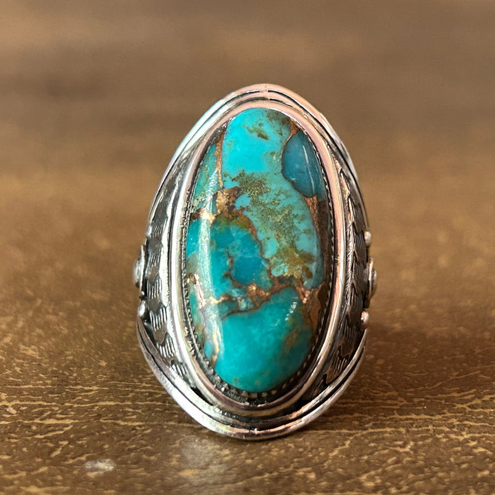 Turquoise Copper Matrix Ring: Sterling Silver,  Southwestern Men's Ring