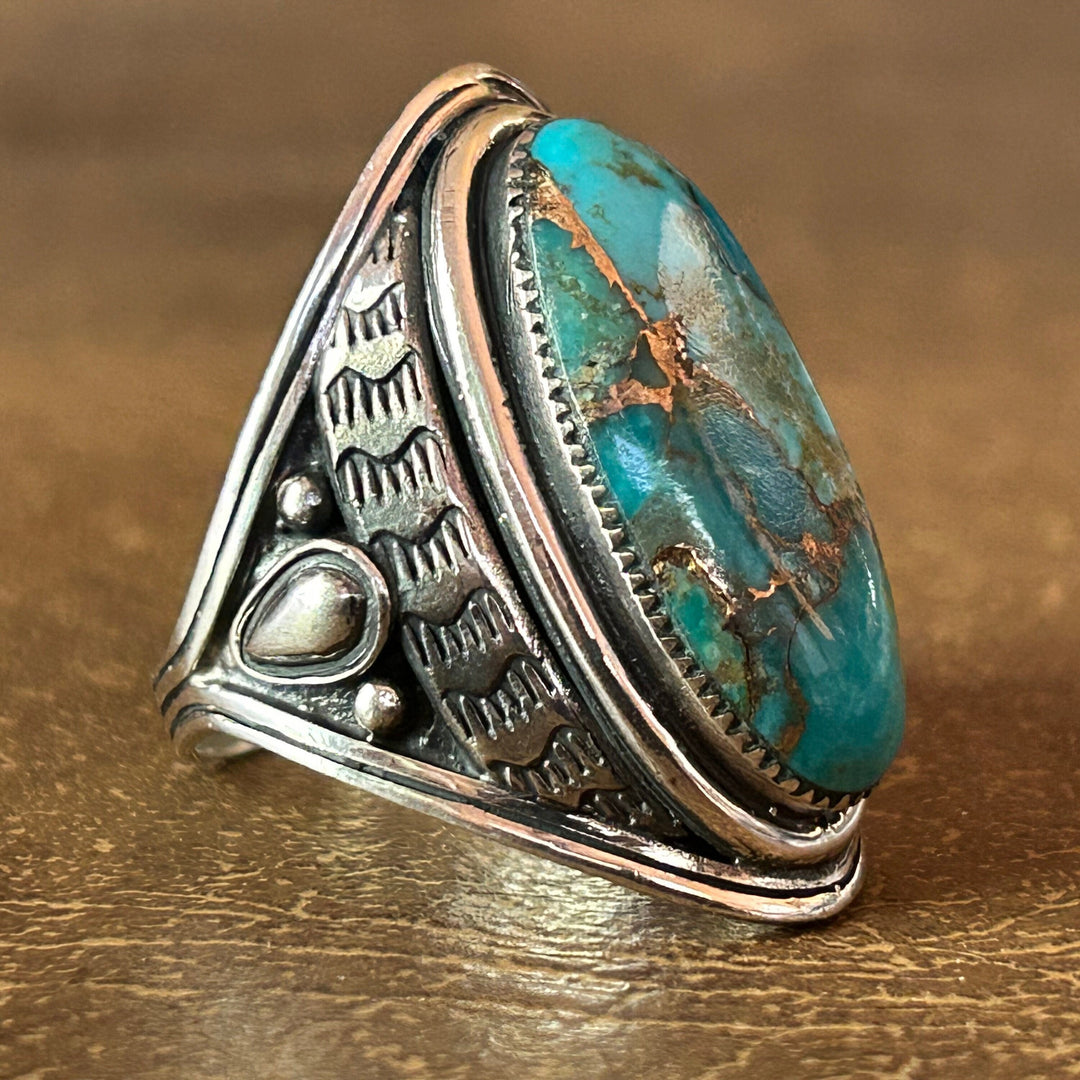 Turquoise Copper Matrix Ring: Sterling Silver,  Southwestern Men's Ring