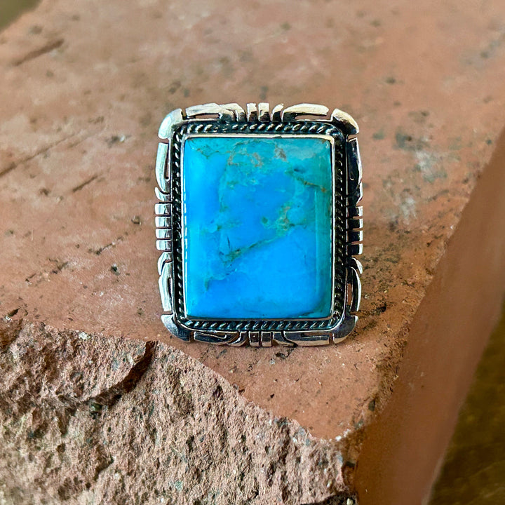 Turquoise Statement Ring: Handmade Sterling Silver Men's Ring