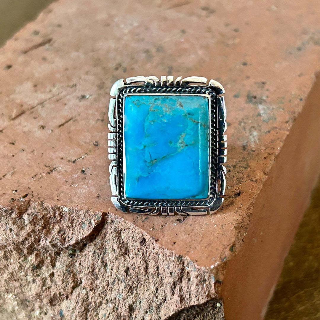 Turquoise Statement Ring: Handmade Sterling Silver Men's Ring