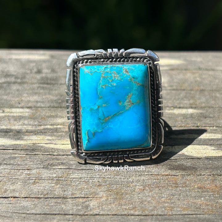 Turquoise Statement Ring: Handmade Sterling Silver Men's Ring
