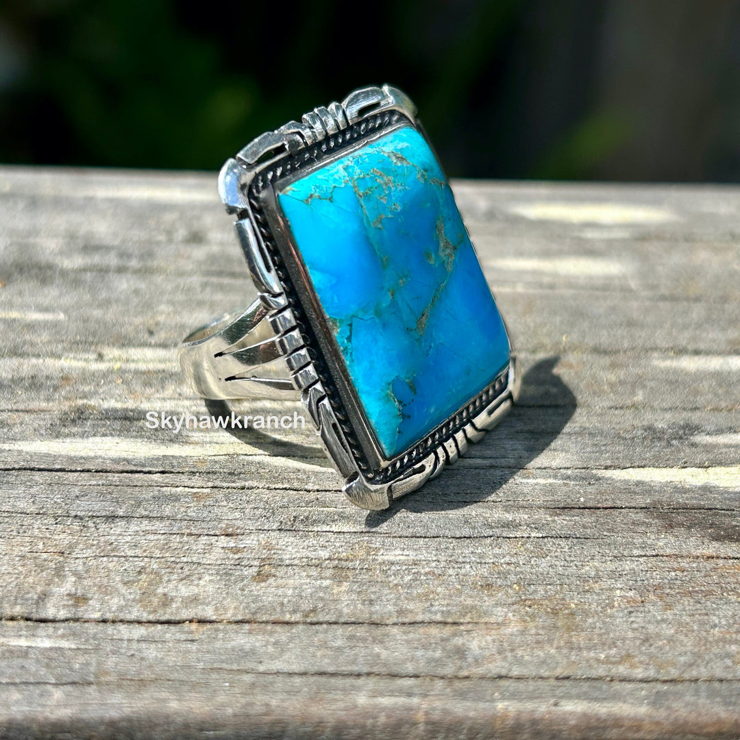Turquoise Statement Ring: Handmade Sterling Silver Men's Ring