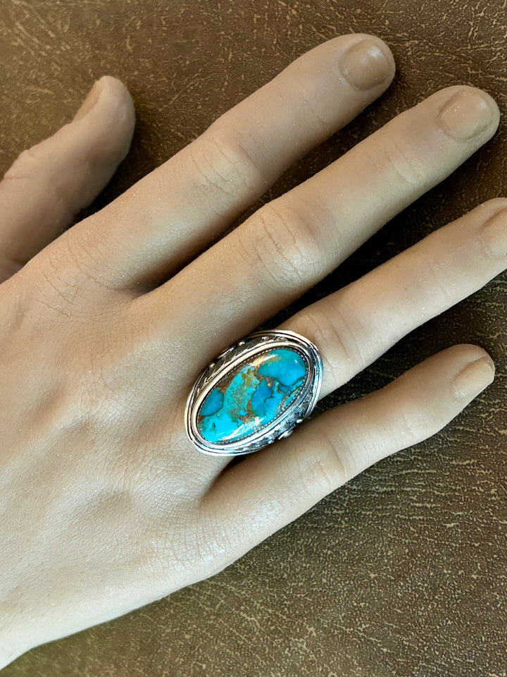 Turquoise Copper Matrix Ring: Sterling Silver,  Southwestern Men's Ring