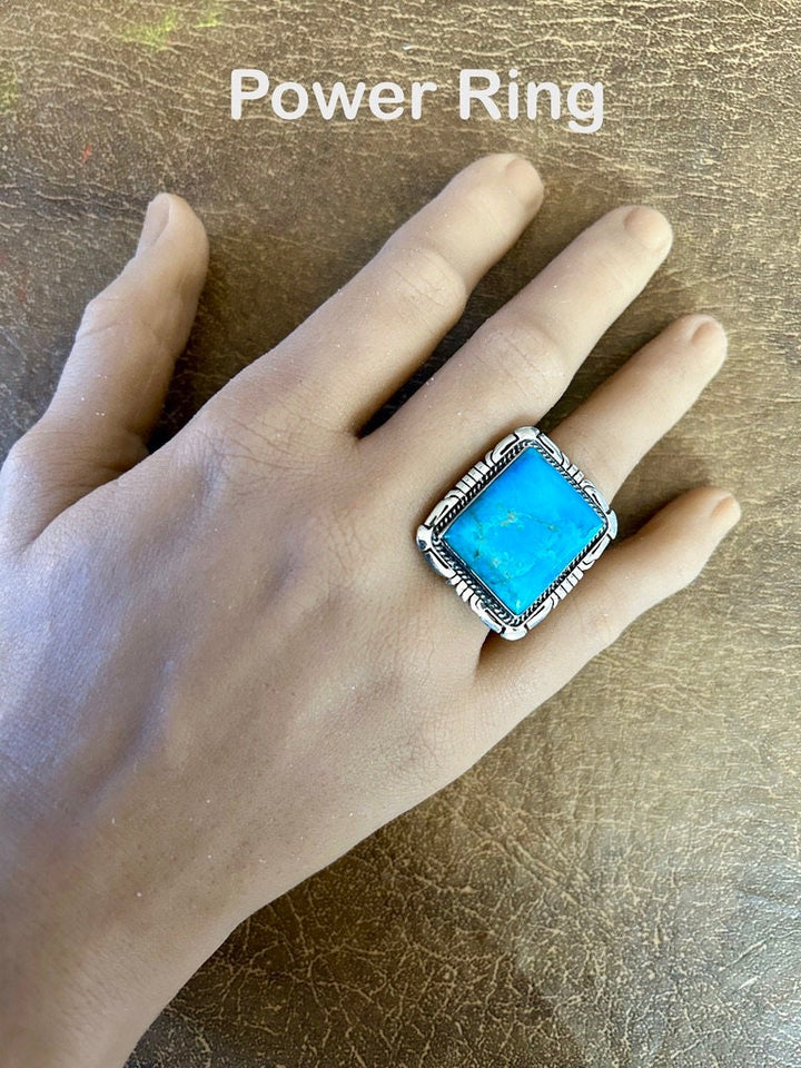 Turquoise Statement Ring: Handmade Sterling Silver Men's Ring