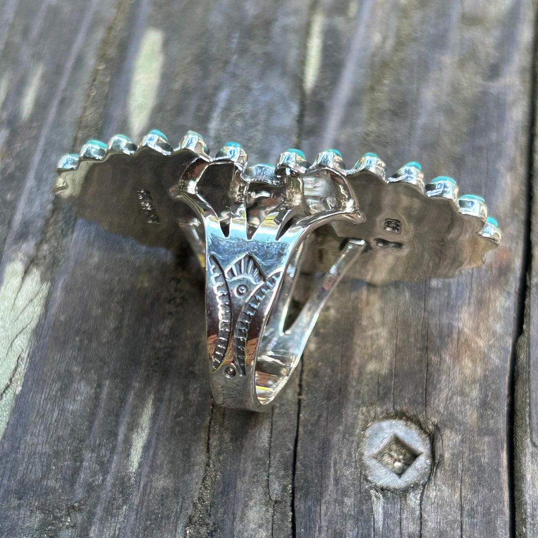 Turquoise Copper Matrix Sterling Silver Ring: Statement Jewelry