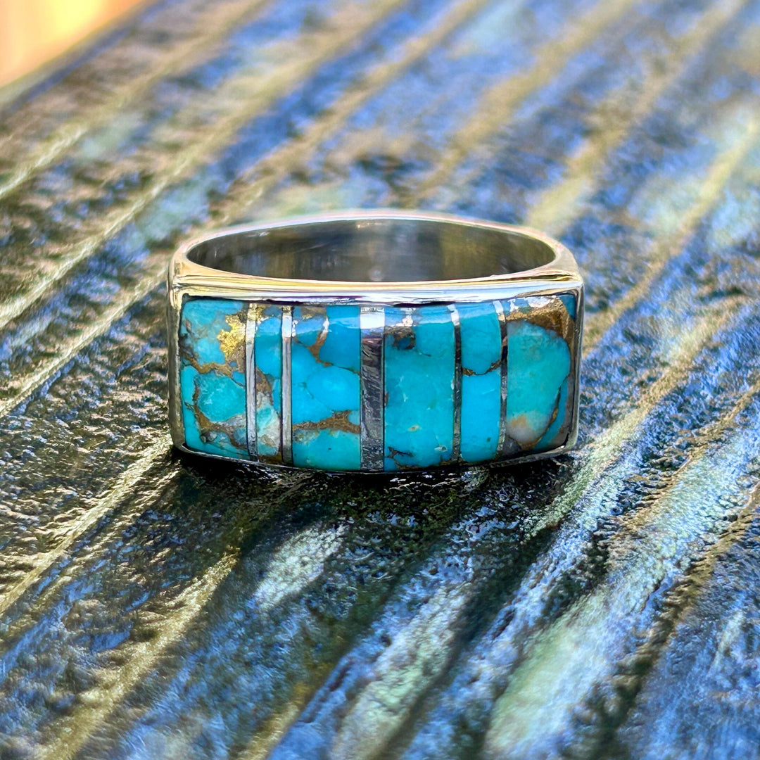 Turquoise Statement Ring: Handmade Sterling Silver Men's Ring