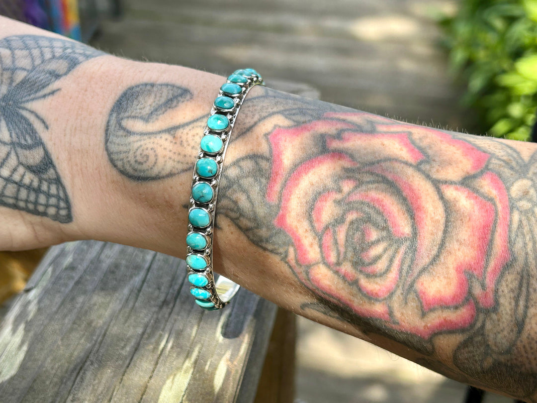 Turquoise Bangle Bracelet: Sterling Silver, Southwestern Style