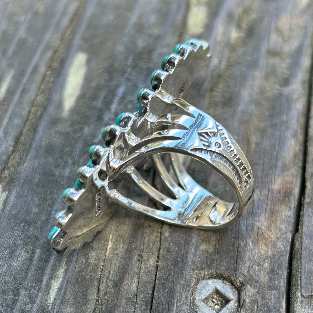 Turquoise Copper Matrix Sterling Silver Ring: Statement Jewelry