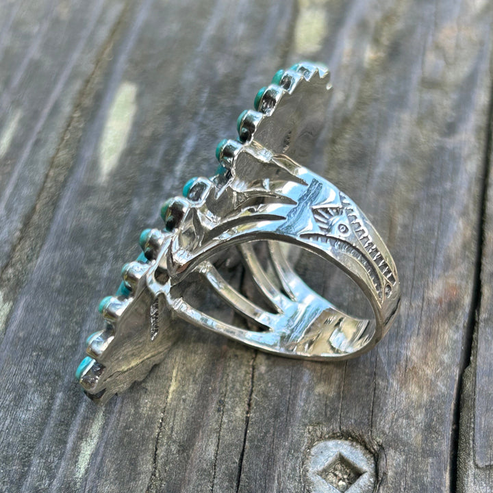 Turquoise Copper Matrix Sterling Silver Ring: Statement Jewelry