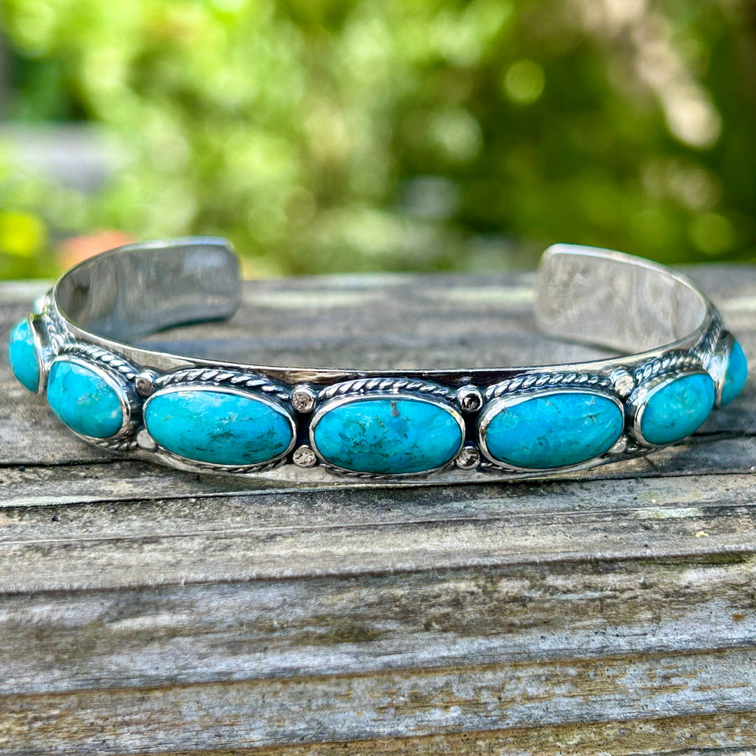 Genuine Turquoise Bracelet, 925 Sterling Silver, Turquoise Cuff,  Stacking Bracelet, Gift for Christmas, Gift for her, Statement Cuff