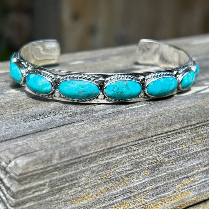 Genuine Turquoise Bracelet, 925 Sterling Silver, Turquoise Cuff,  Stacking Bracelet, Gift for Christmas, Gift for her, Statement Cuff