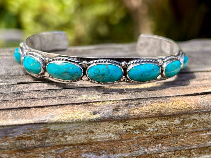Genuine Turquoise Bracelet, 925 Sterling Silver, Turquoise Cuff,  Stacking Bracelet, Gift for Christmas, Gift for her, Statement Cuff