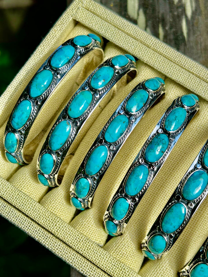 Genuine Turquoise Bracelet, 925 Sterling Silver, Turquoise Cuff,  Stacking Bracelet, Gift for Christmas, Gift for her, Statement Cuff