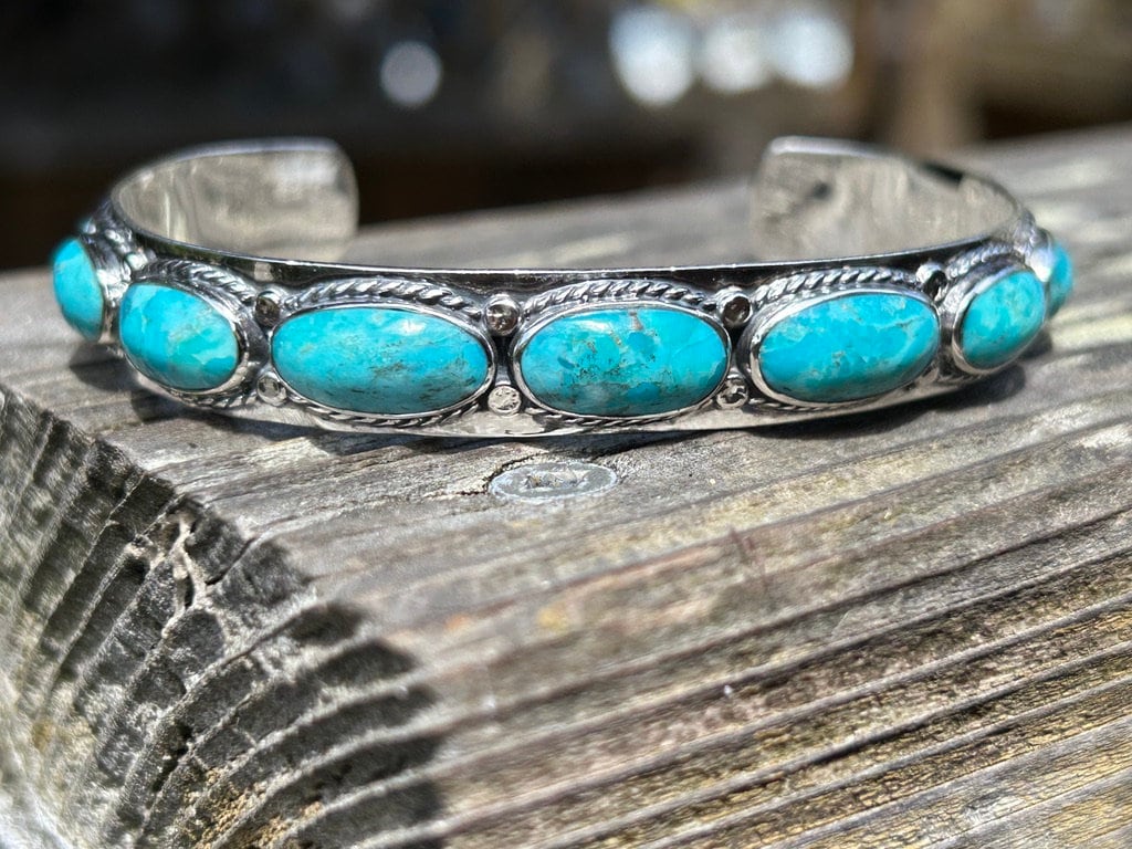 Genuine Turquoise Bracelet, 925 Sterling Silver, Turquoise Cuff,  Stacking Bracelet, Gift for Christmas, Gift for her, Statement Cuff