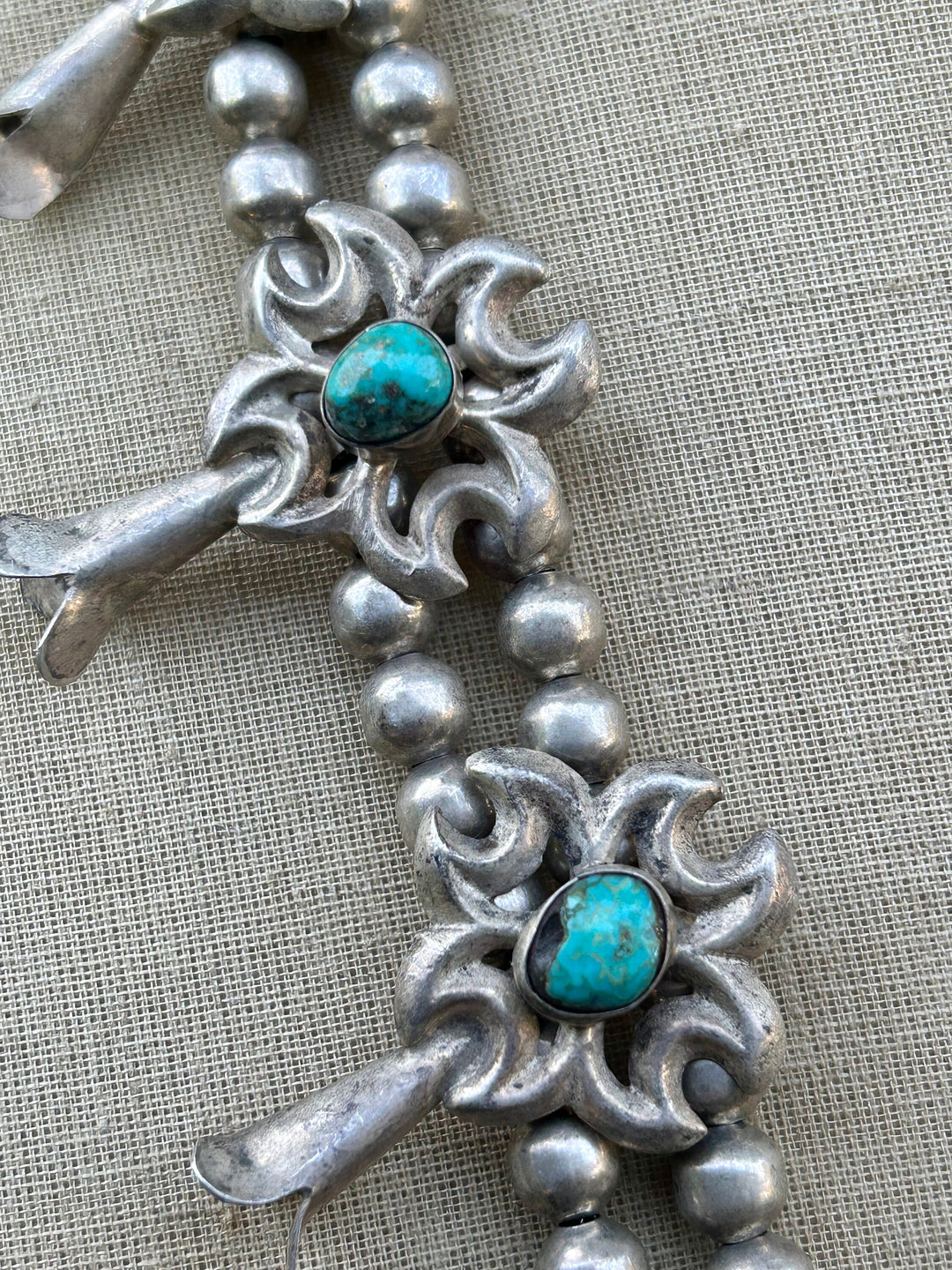 Vintage Squash Blossom Navajo Necklace Circa 1960's Fleur-De-Lis