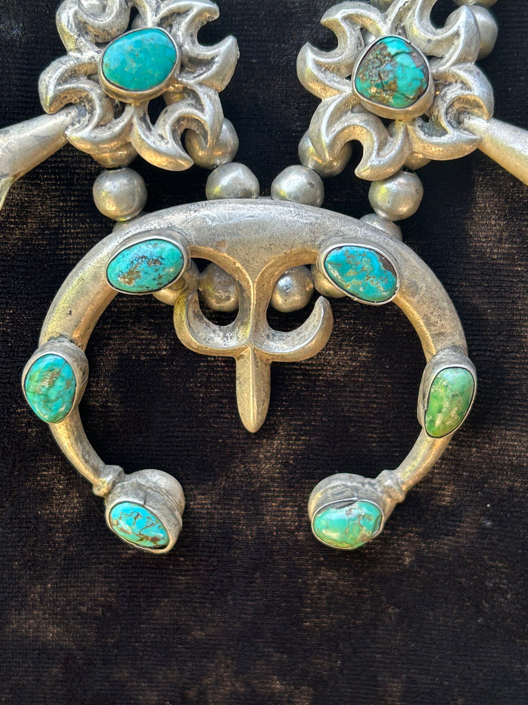 Vintage Squash Blossom Navajo Necklace Circa 1960's Fleur-De-Lis